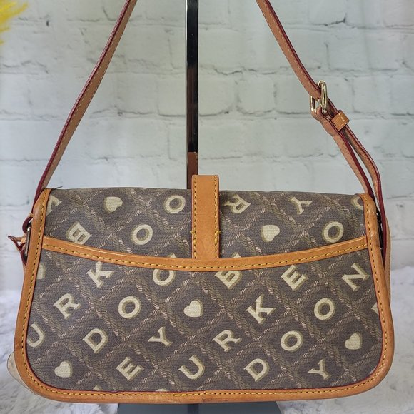 Vintage DOONEY&BOURKE Signature Coated Canvas Leather Shoulder Strap Handbag - Picture 3 of 13